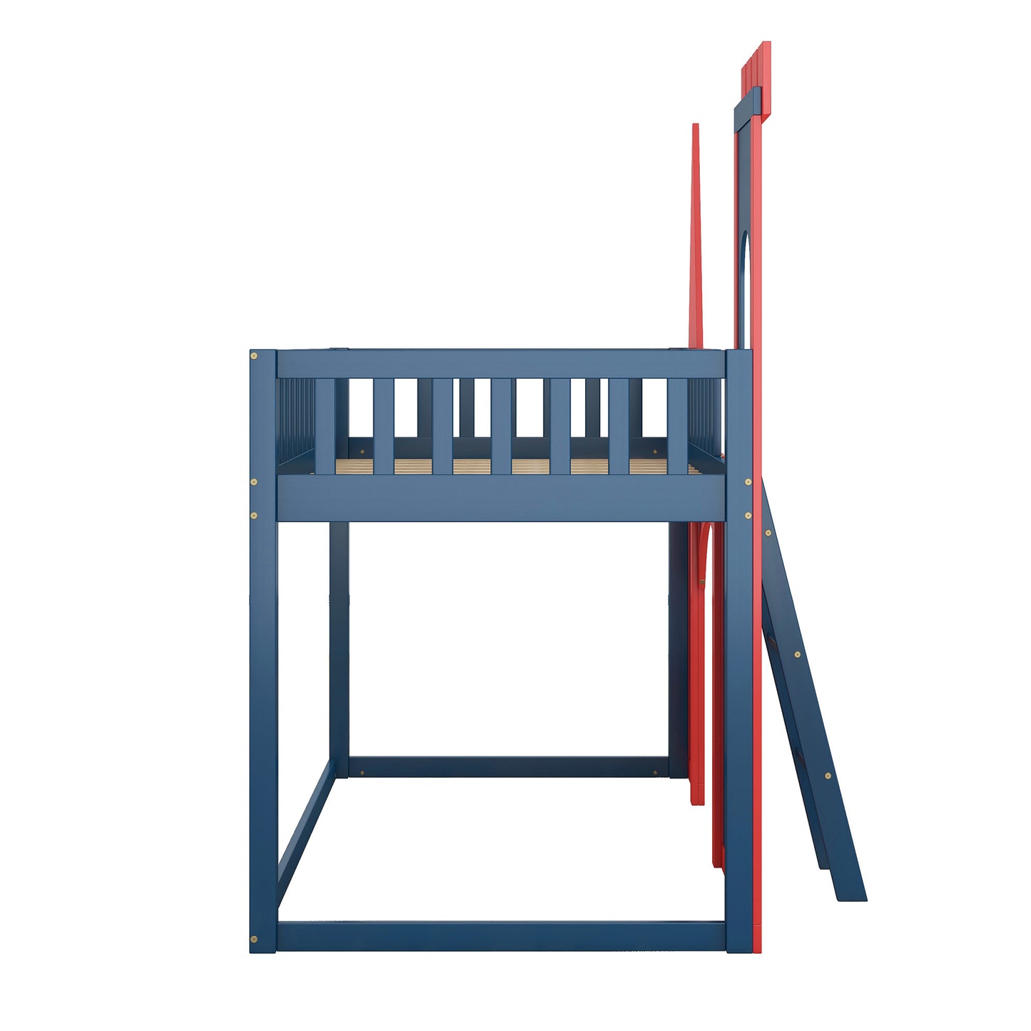 Twin Size Castle Shaped Loft Bed with Underbed Storage Space