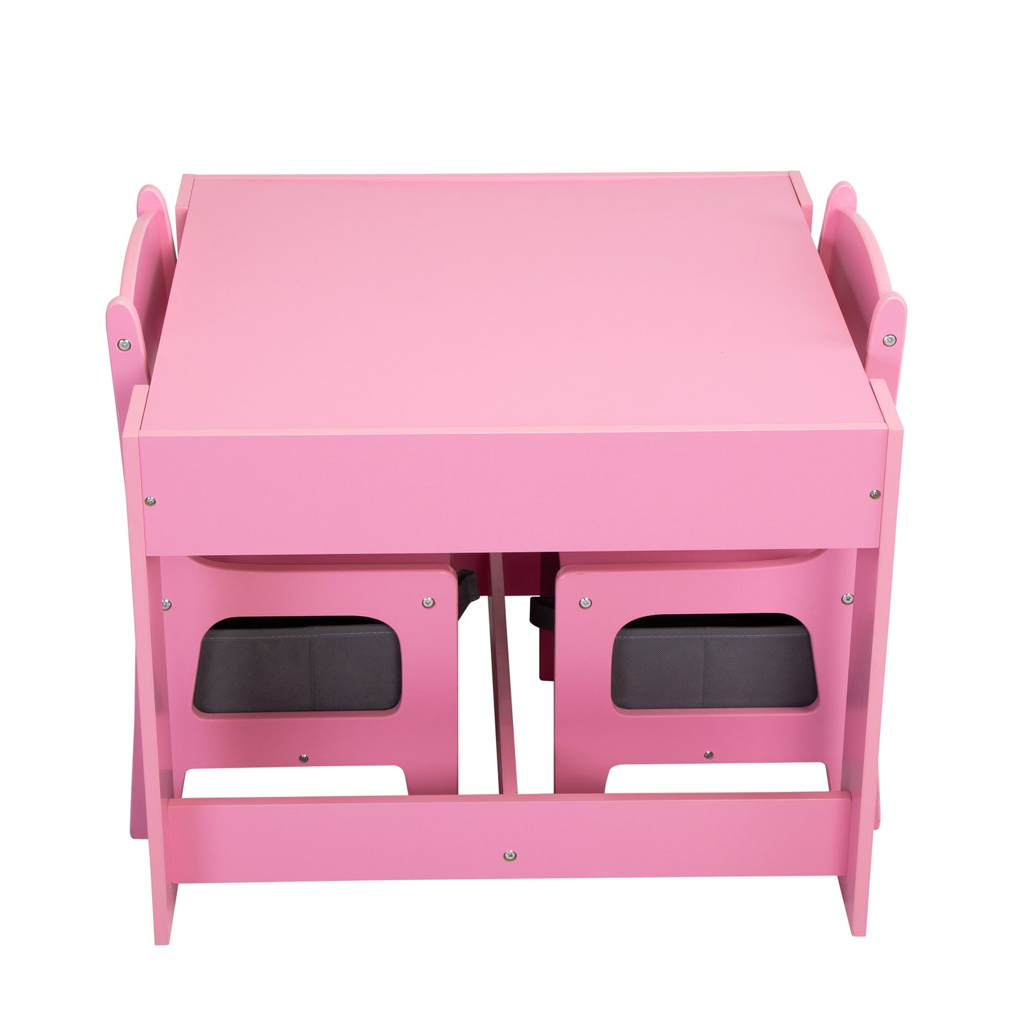 3-in-1 Kids Wood Table and 2 Chairs, Activity Table Set w/ Storage, Blackboard, Double-Sided Table