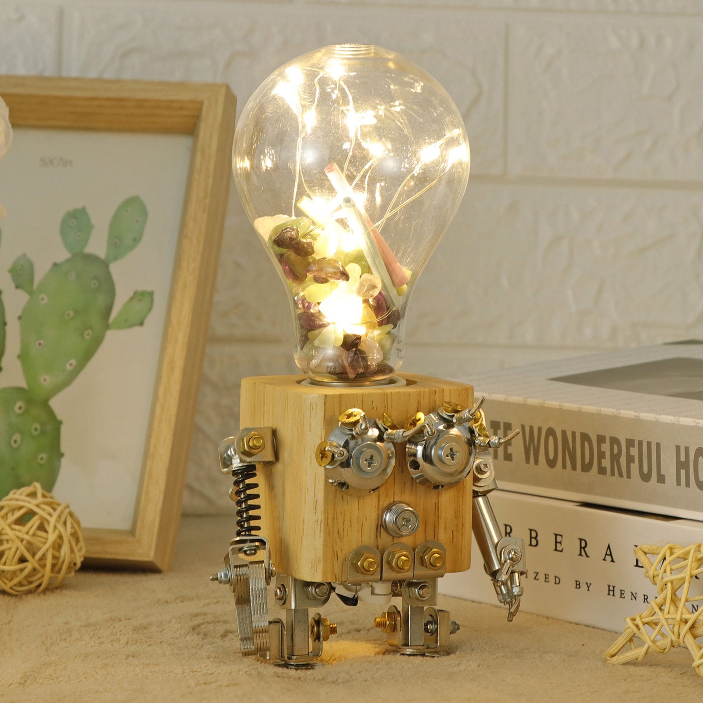 3D Wooden Puzzle DIY Robotic Lamp LED Light