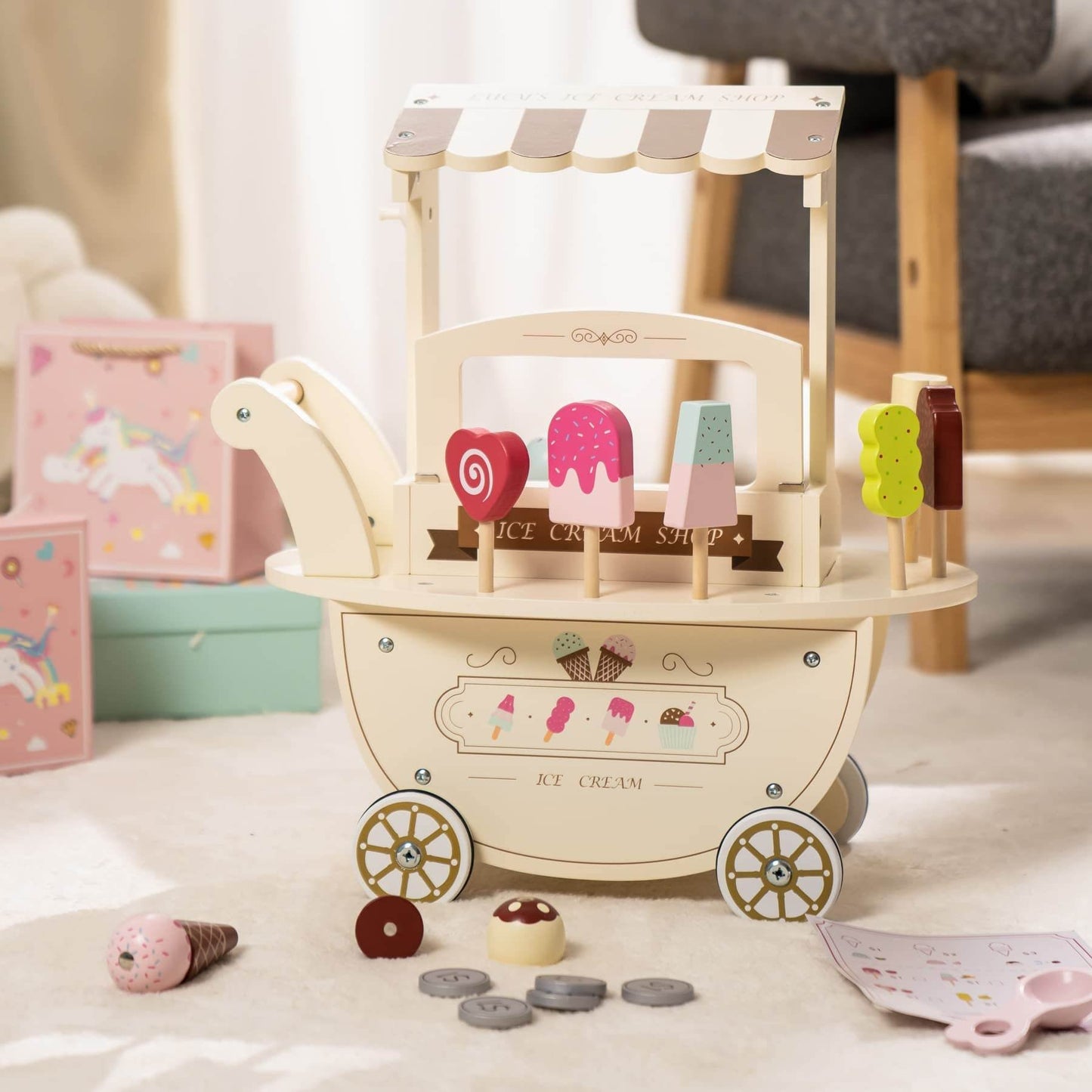 Wooden Ice Cream & Candy Cart