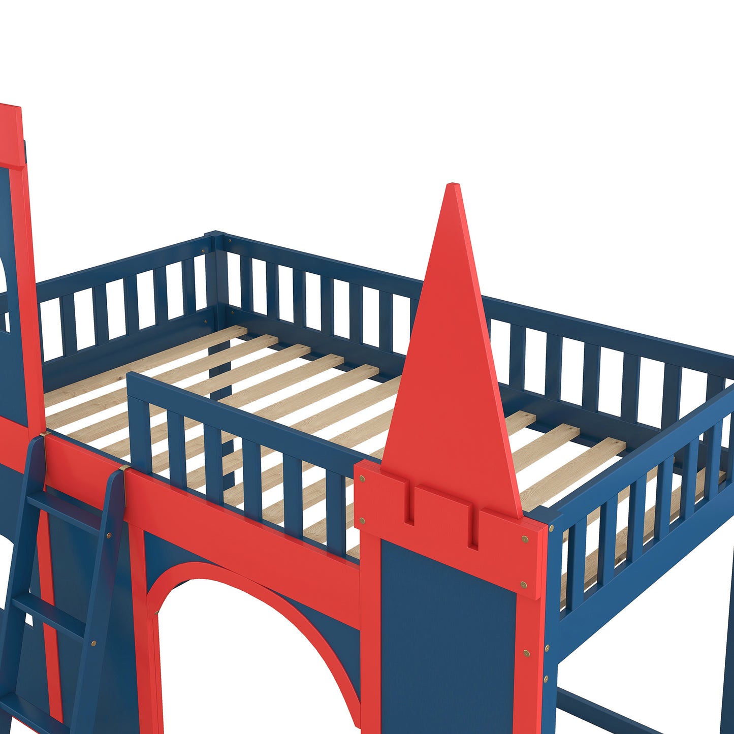 Twin Size Castle Shaped Loft Bed with Underbed Storage Space
