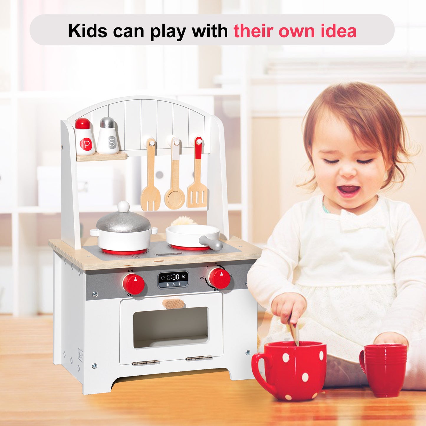 Children's White Wooden Gourmet Kitchen Play Set