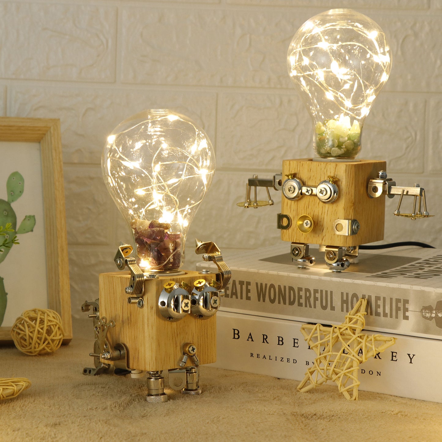 3D Wooden Puzzle DIY Robotic Lamp LED Light
