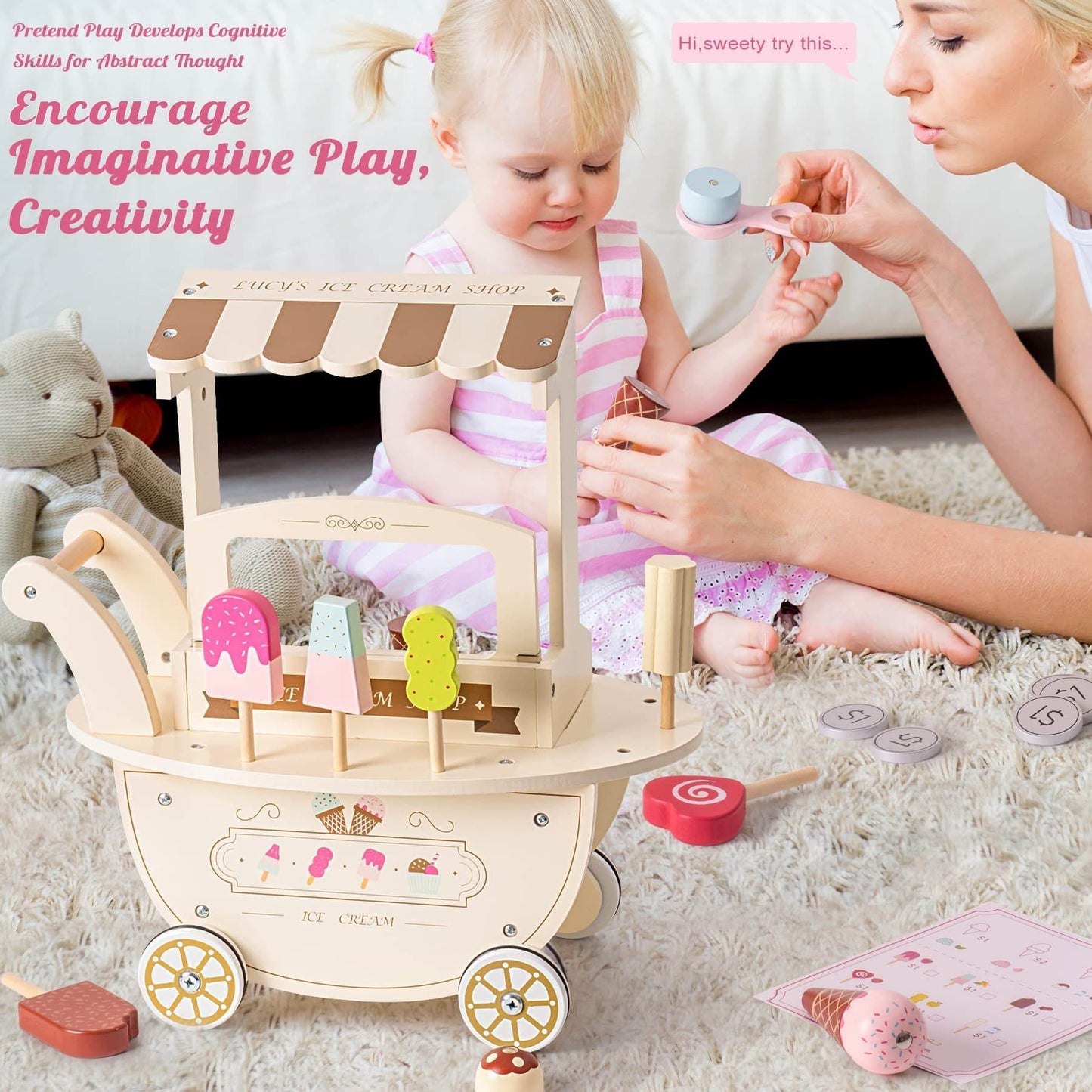 Wooden Ice Cream & Candy Cart