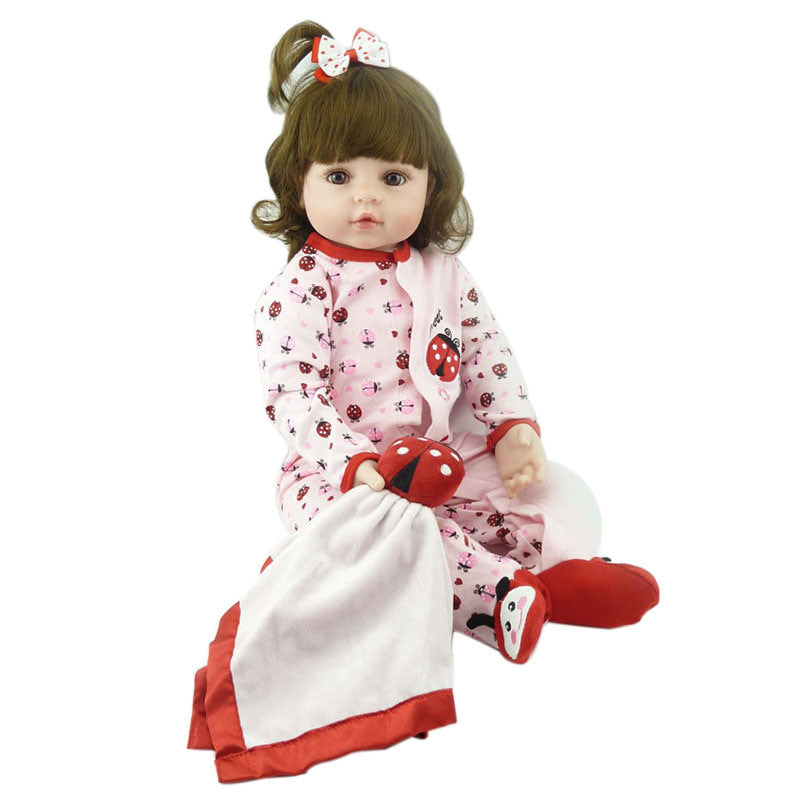 Baby Girl Reborn Doll in Ladybug Outfit w/ Bottle & Paci 24"