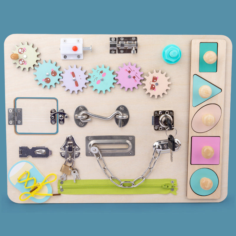 Wooden Colorful Busy Board Early Educational Toy