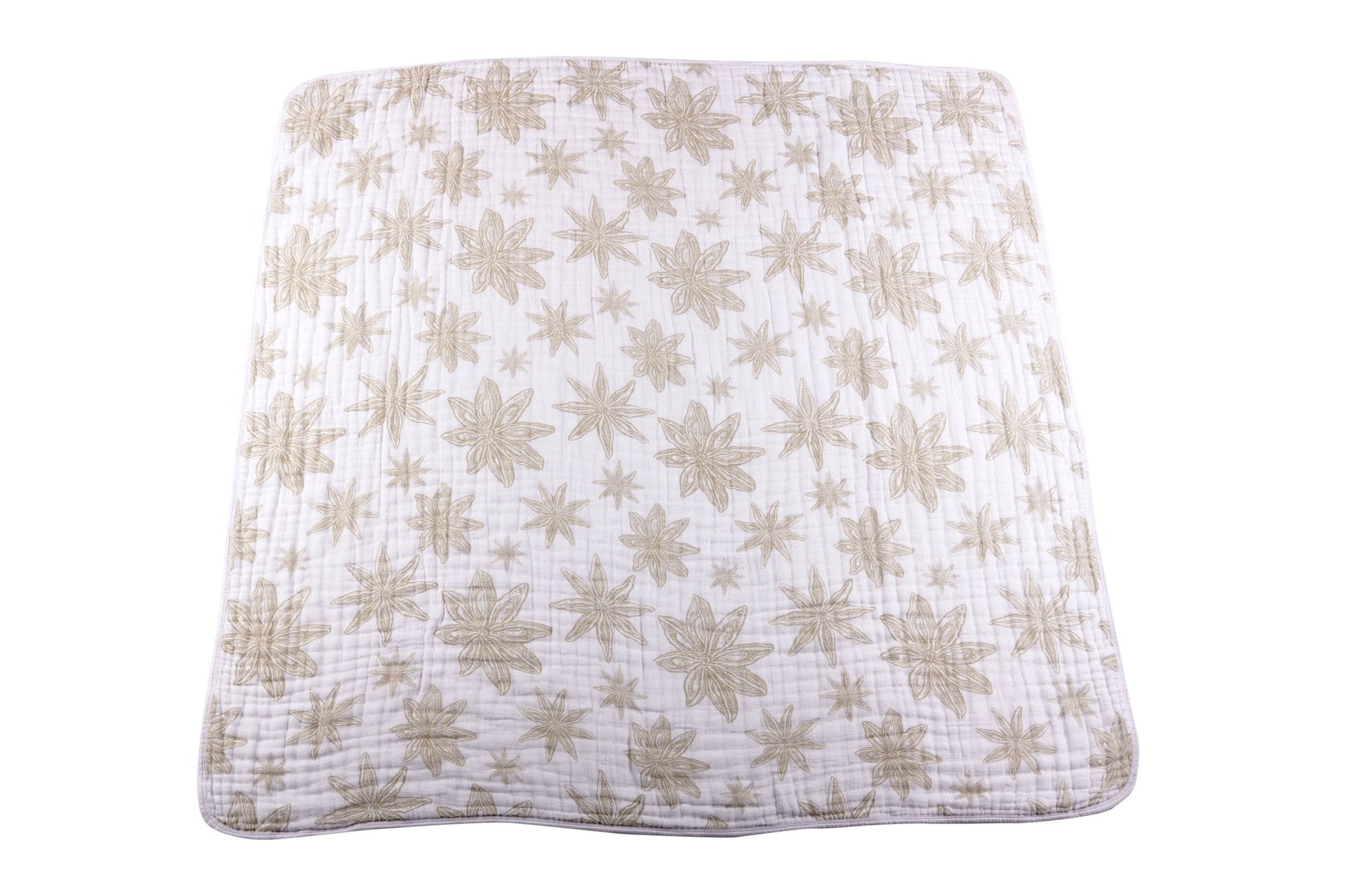 This elegantly designed floral blanket could double as a throw or be a great backdrop for a Tummy Time photo shoot in the park. Kids love snuggling up with this lush comfy, cozy, and cuddly four layer 100% natural cotton muslin blanket. Soft breathable and versatile blanket is made of natural cotton fibers. Perfect for home or on the go.