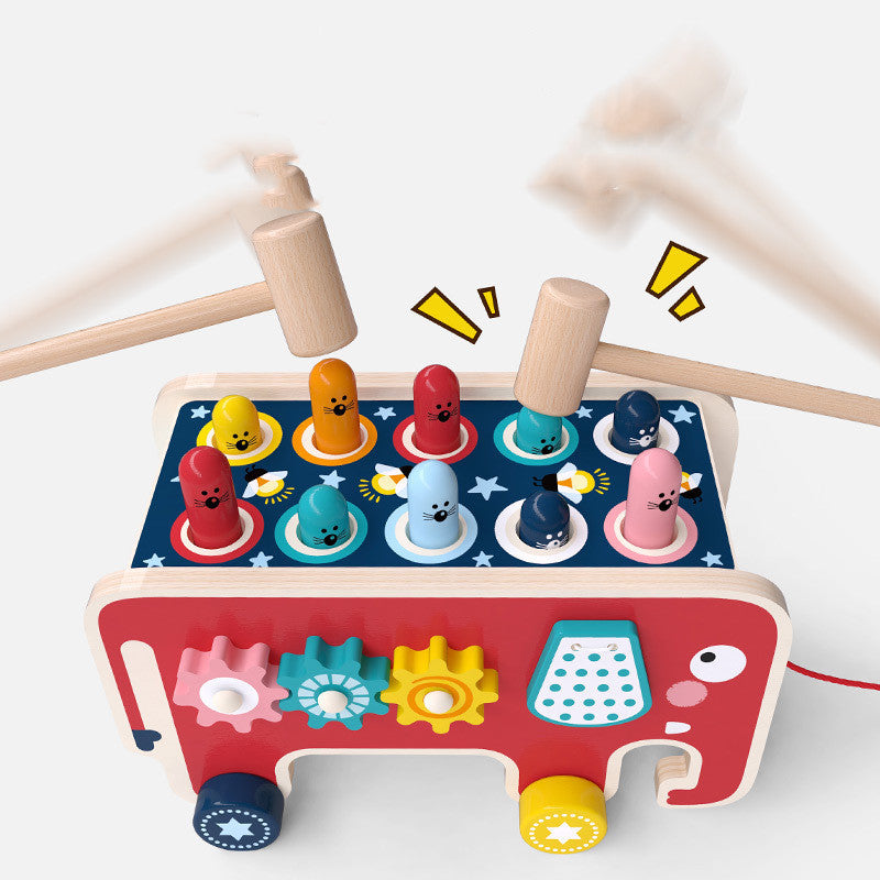 Toddlers Wooden Pounding Bench Musical Animal Bus