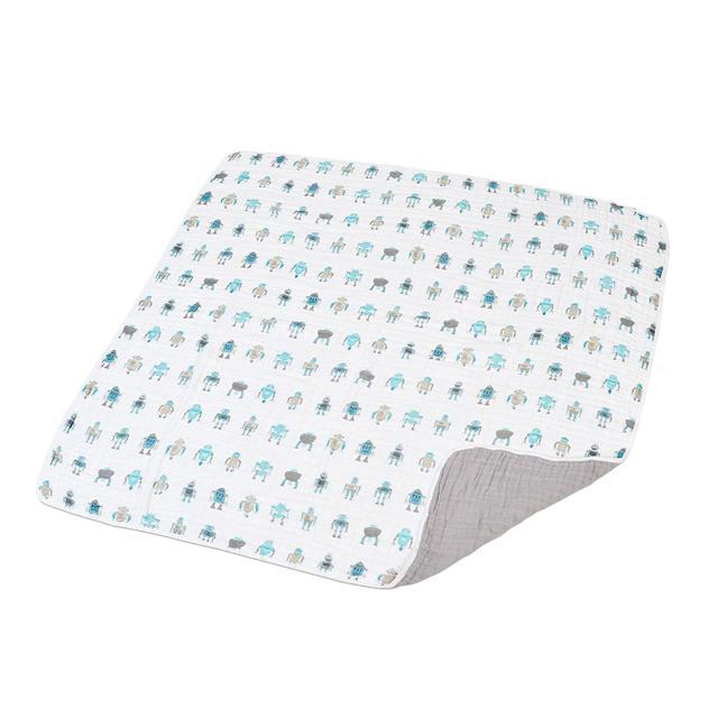 Robots Reversible Cotton Muslin Blanket