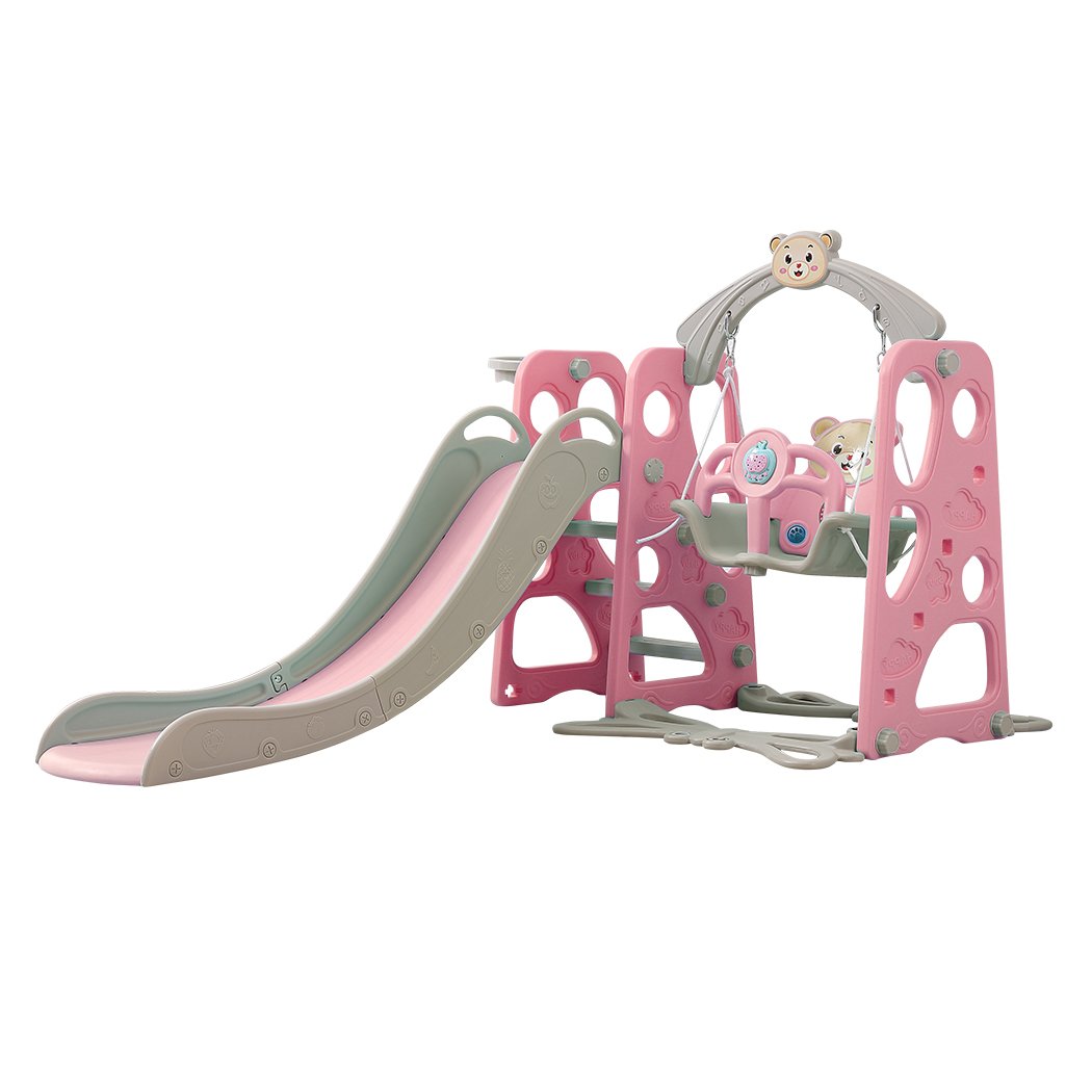 BoPeep Kids Slide Swing w/ Basketball Hoop Pink