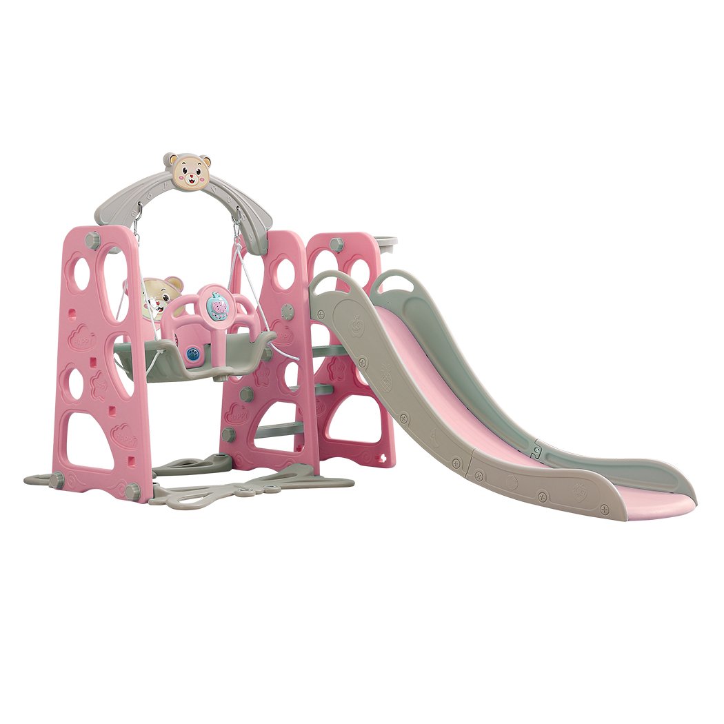BoPeep Kids Slide Swing w/ Basketball Hoop Pink