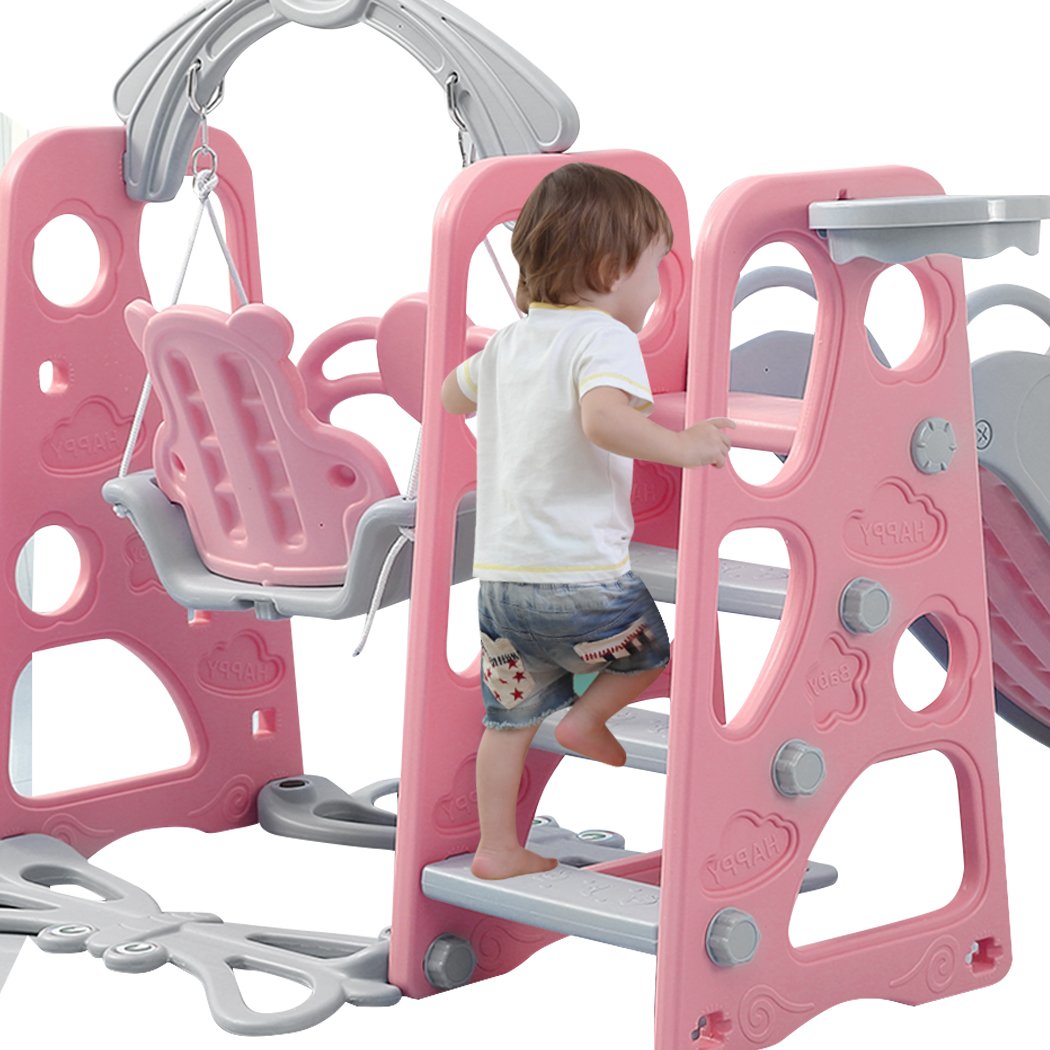 BoPeep Kids Slide Swing w/ Basketball Hoop Pink