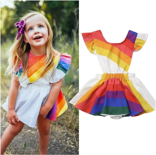 Toddler Girl Rainbow Striped Summer Dress