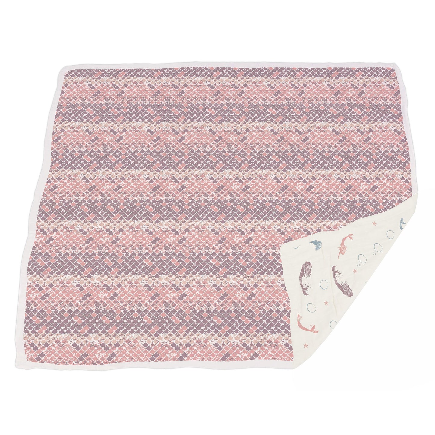 Mermaids and Scales Reversible Bamboo Muslin Blanket